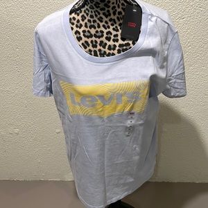 Levi light blue round neck tee with logo